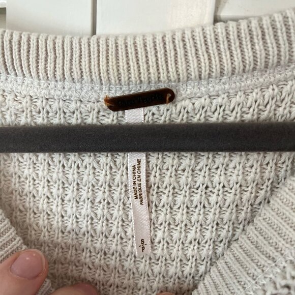 Free People Sunrise Cold-Shoulder Waffle Knit top sweater oatmeal small - Picture 7 of 9